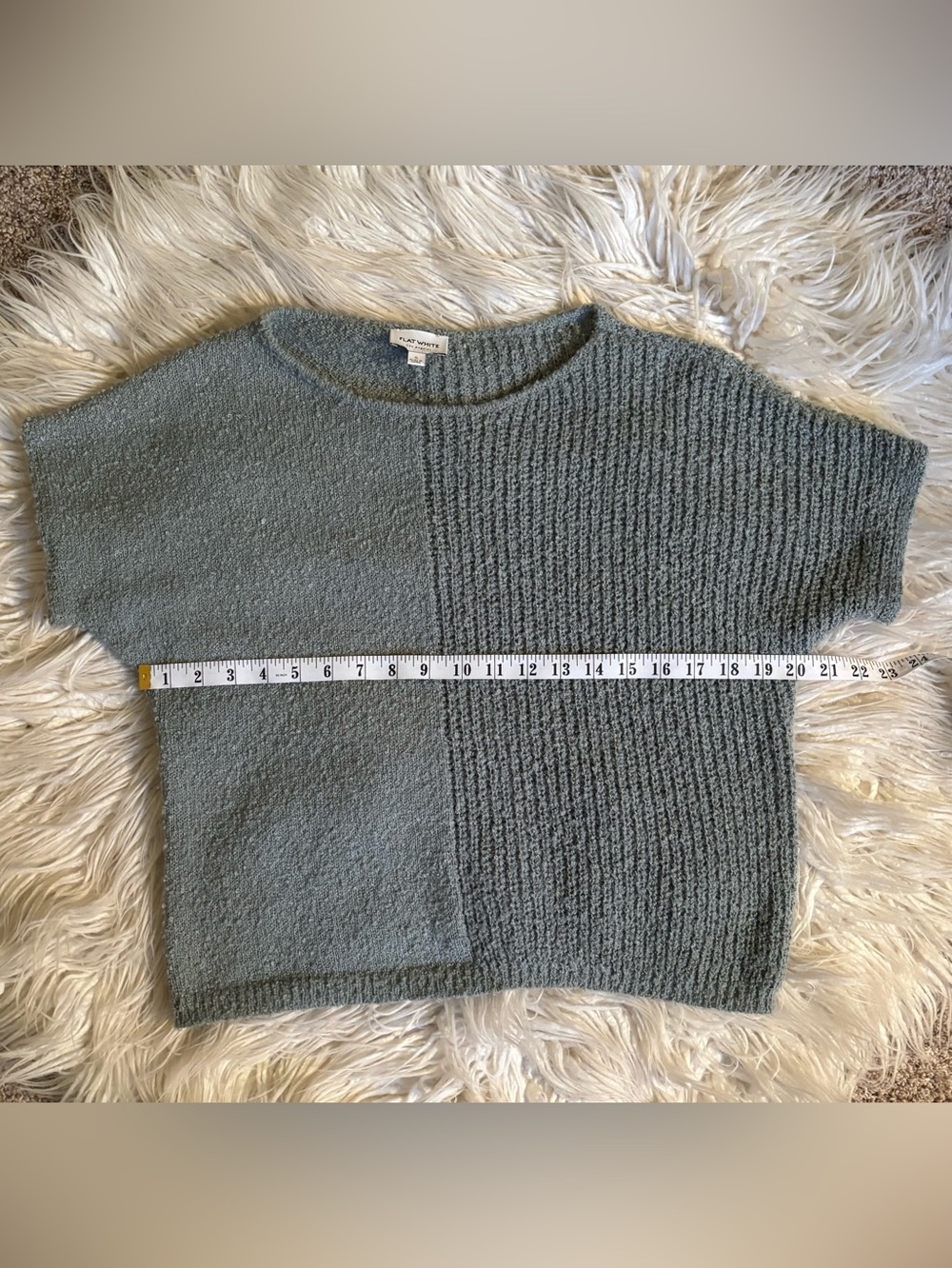 Anthropologie Flat White Jolie Short Sleeve Green Sweater Size S NWOT - Picture 7 of 8